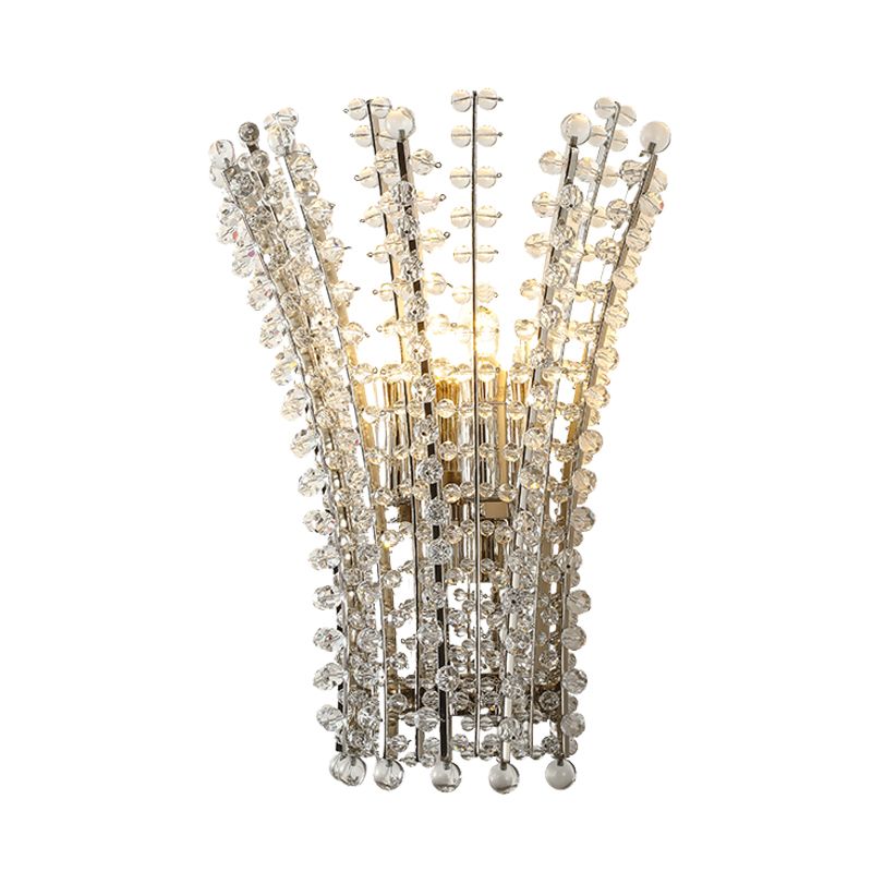 Silver Finish Bead Wall Mounted Light Modernism 3 Heads Crystal Wall Lamp Sconce for Bedside
