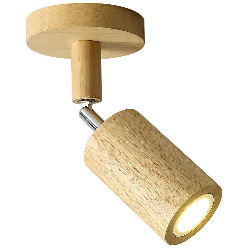 Adjustable Cylinder Semi Flush Wood LED Modernism Cylinder Flush Ceiling