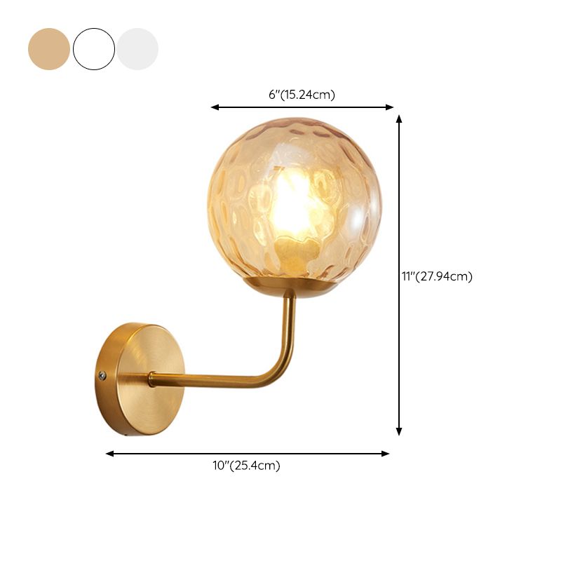 Metal Modern Wall Sconce Ball Shape Vanity Light with Glass Shade for Bathroom