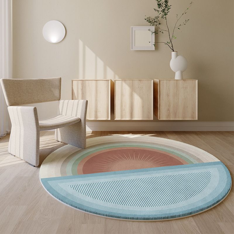 Modern Carpet Floral Print Round Area Rug Stain Resistant Living Room Easy-care Rug