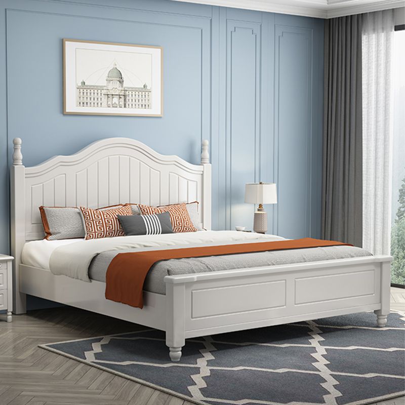 Contemporary Wooden Arched Standard Bed, Panel Headboard Bed