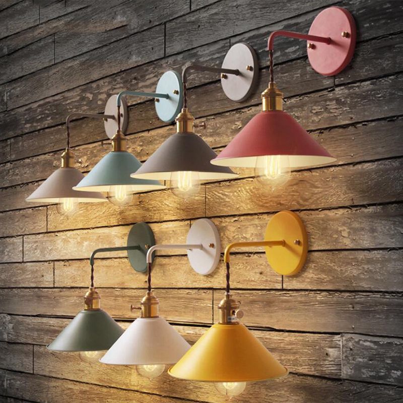 1 Light Metal Wall Mounted Light Fixture Modern Cone Wall Sconce Lighting for Dining Room
