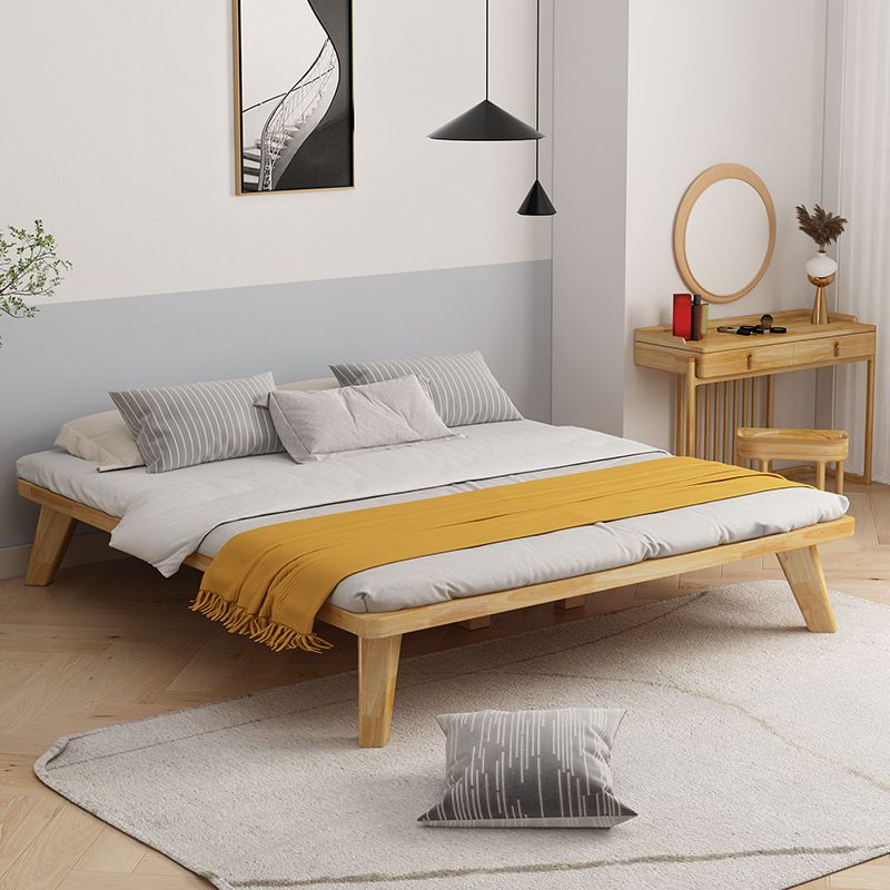 Scandinavian Solid Wood Platform Bed 13.39" High Natural Bed Frame Set