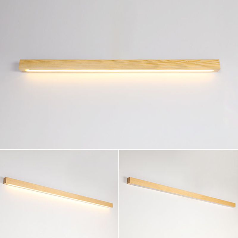 Minimalist LED Wall Mount Light Fixture Linear Wall Mounted Lighting with Wooden Shade