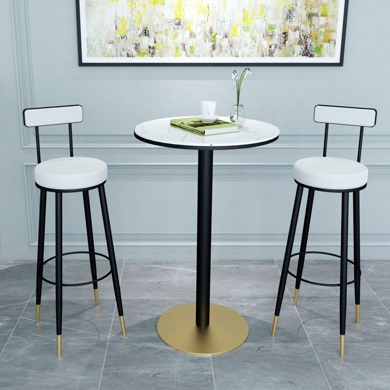 1/3/4/5 Pieces Glam Iron Bar Table Set Round Bistro Set with Black Faux Marble Top