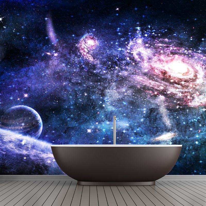 Fantasy Deep Space Wall Mural Decal for Children's Bedroom, Blue and Purple, Custom Size Available