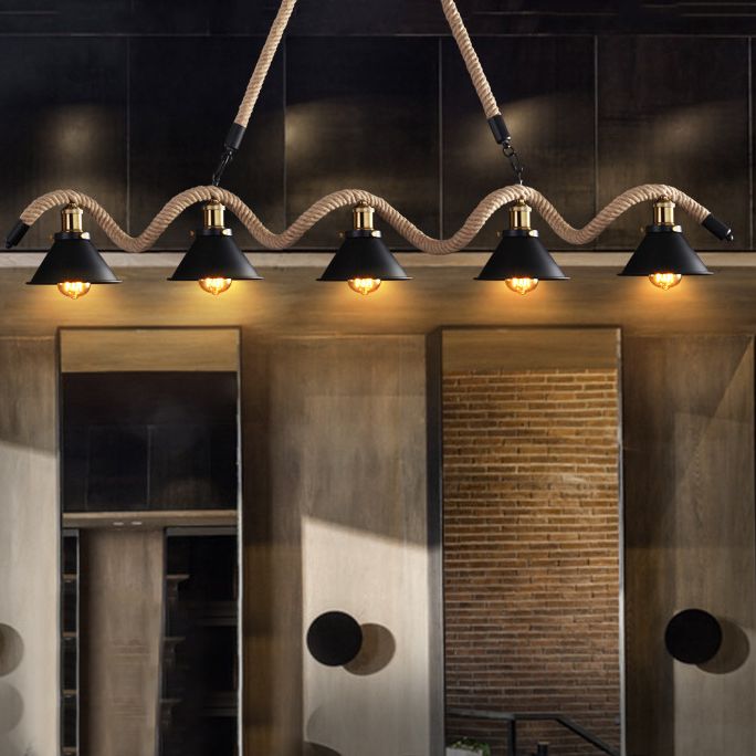 Industrial Hanging Ceiling Light Metal Pendant Lighting Fixtures in Black for Dining Room