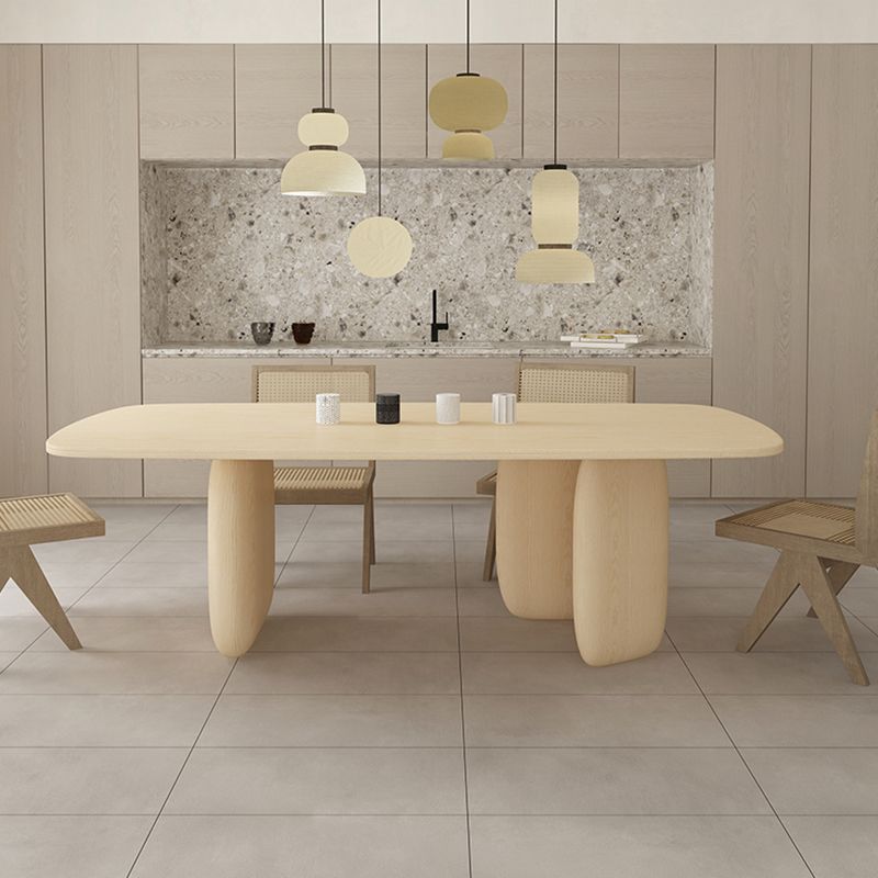 Industrial Solid Wood Dining Table Rectangle Kitchen Table with 3 Legs