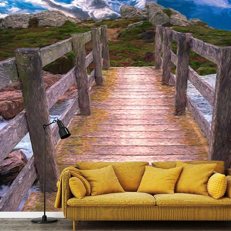 Wooden Bridge Environment Friendly Mural Wallpaper Space Extension Wall Mural