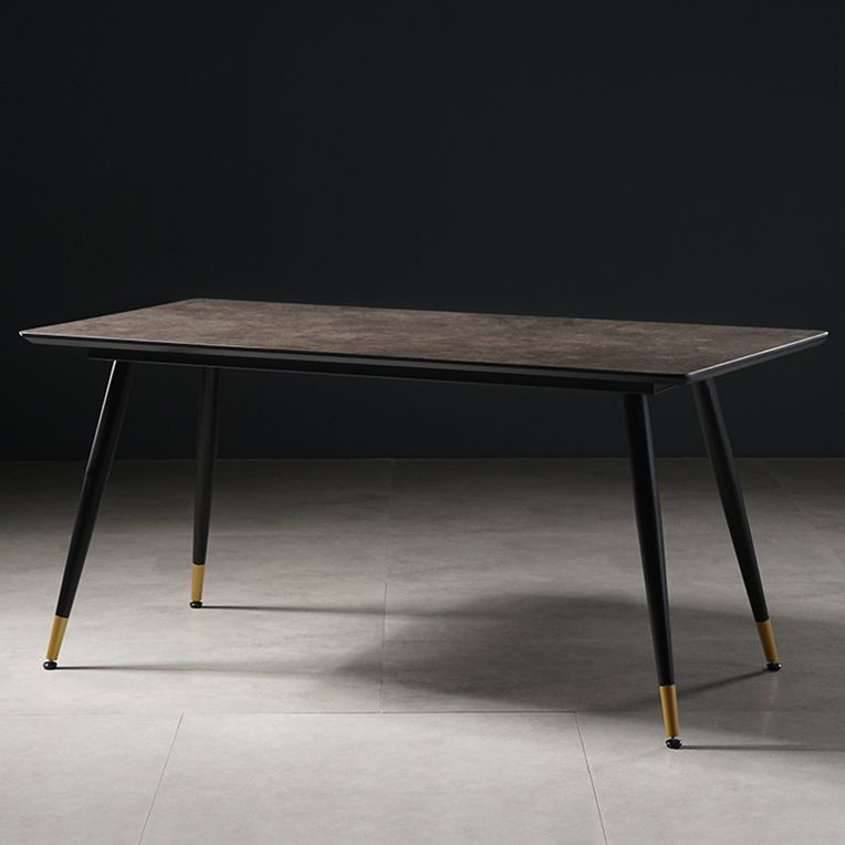 Mesa de comedor de estilo industrial Mesa de comedor marrón 4 patas con marco negro