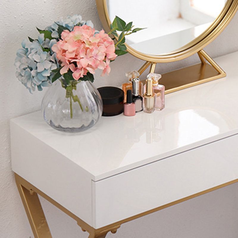 Bright White Makeup Counter 15.74" Wide Vanity Tables with 2 Storage Drawers