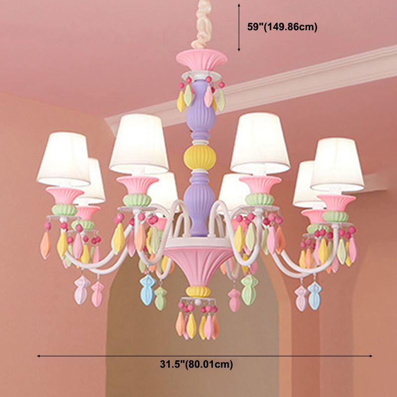 Lustre en métal effilé pendant multiculture de plafond rose moderne