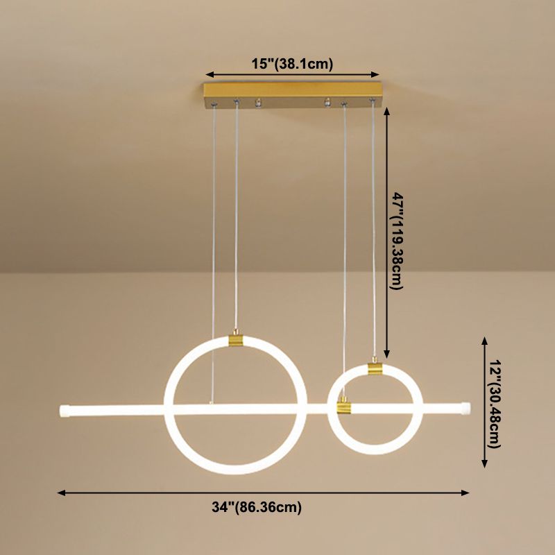 Geometric Island Lights Modern Pendant Chandelier Metal 3 Light Island Lamp in White for Dining Room