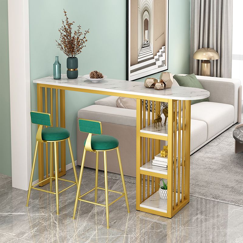 Glam Style Bar Table Set 2/3 Pcs Gold Frame Bar Table Set for Living Room