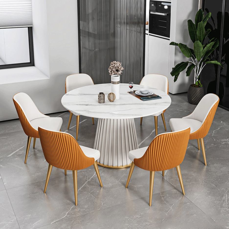 Glam Sintered Stone Dining Set Round 1/2/5/7 Pieces Dining Set