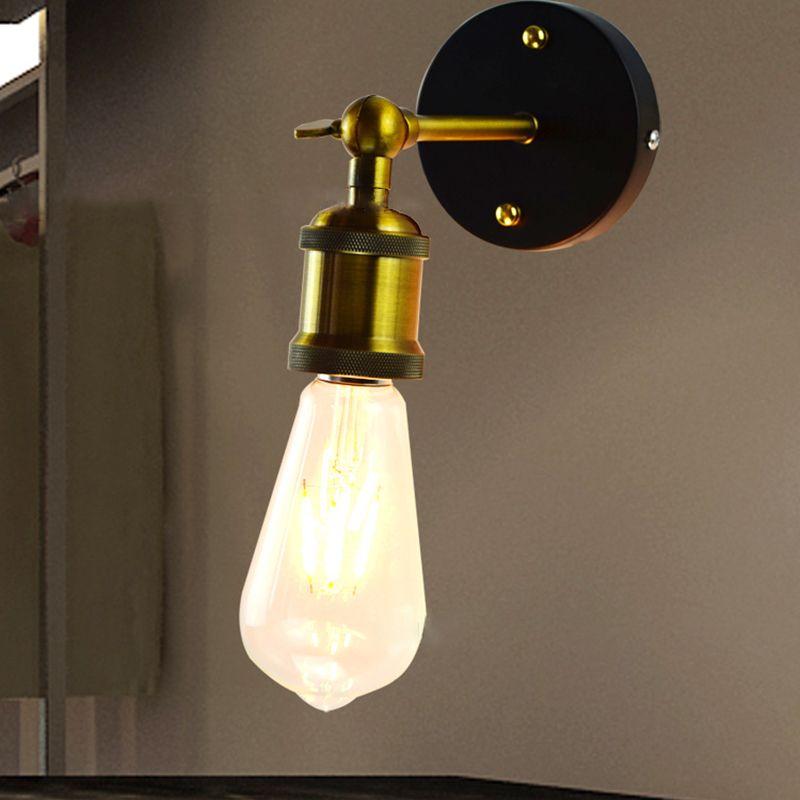 Iluminación de pared de la pared base en forma de disco estilo industrial de vidrio 1 cabezal de luz montada en la pared de la pared