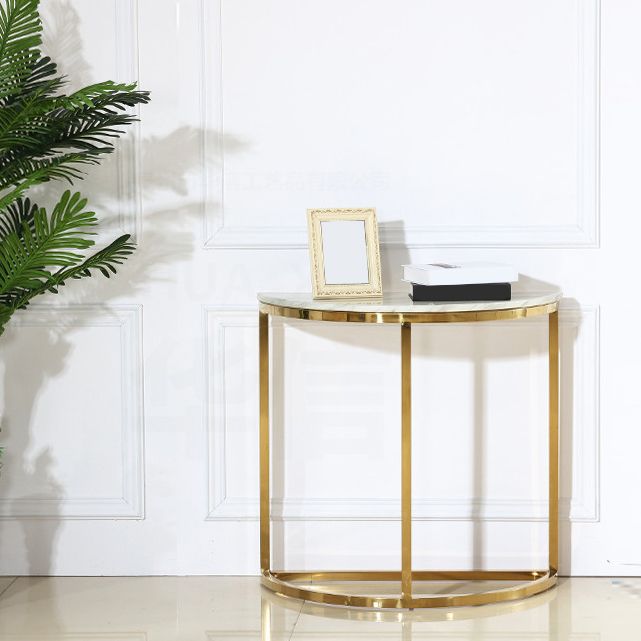 Glam Stone End Table Scratch Resistant Console Table for Hall