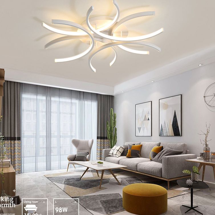 Weiße lineare LED Deckenleuchte in moderner Concise Style Aluminium Indoor Flush Mount für Wohnzimmer