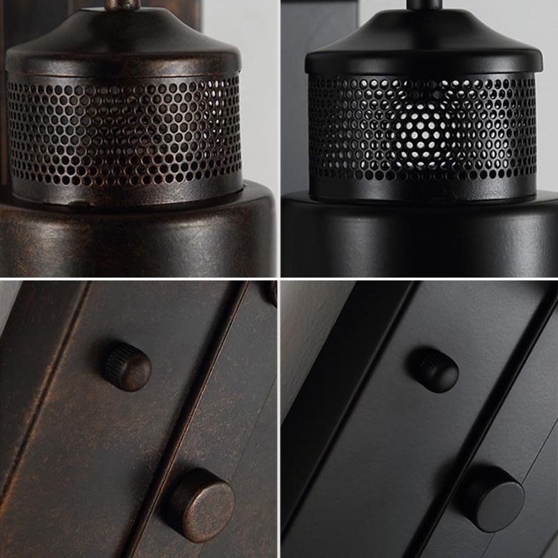 Schwarz 1-Licht-Wandmontage Leuchte Industrielle Clearglaszylinderlampe