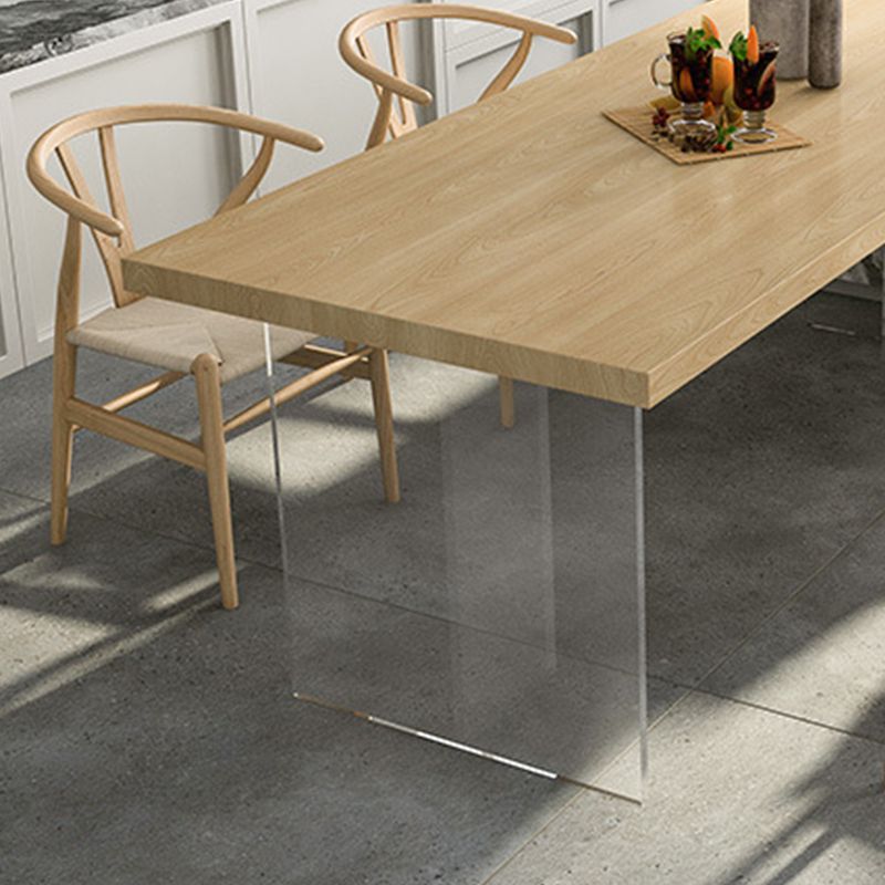Mesa de top de madera de pino mesa de comedor de lujo tradicional con base de pedestal doble