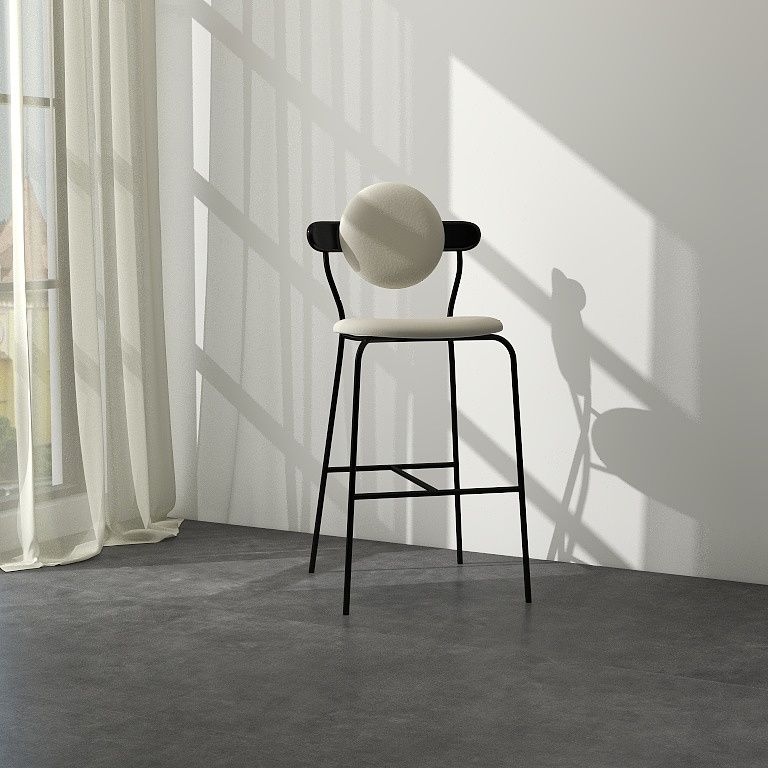 White Upholstered Bar Stools with Black Frame Contemporary Indoor Stools