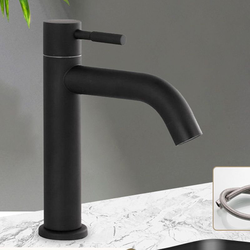 Circular Bathroom Faucet Modern Style Black Sink Faucet with Stainless Steel