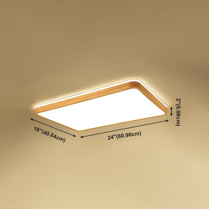 Plafonnier LED en forme de géométrie, Style moderne et Simple, en bois, 2 lumières, encastré, pour le salon