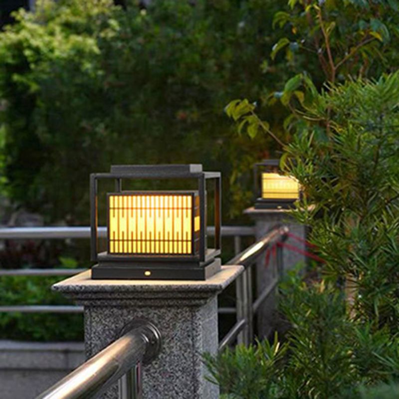 Outdoor Black Lights Waterproof Square Pillar Lamp for Garden