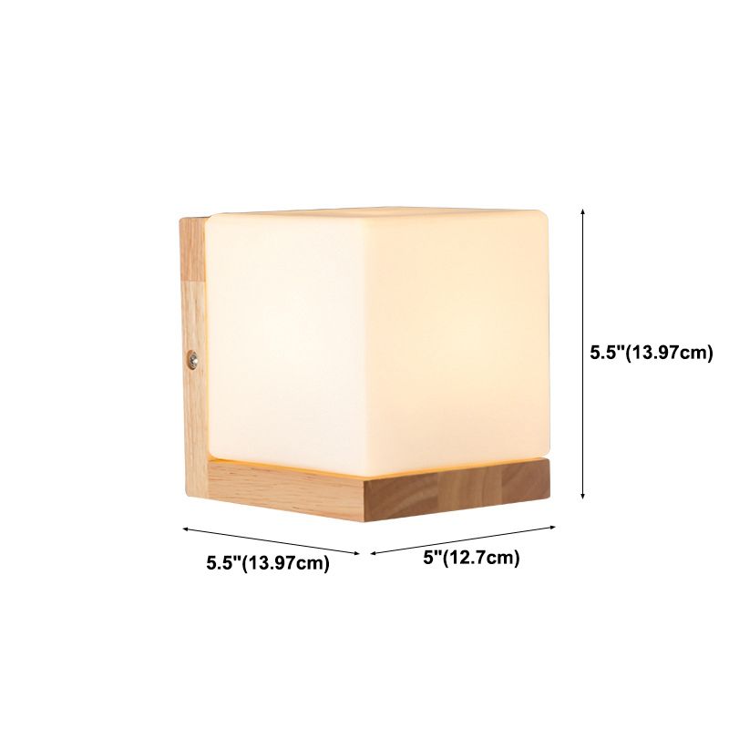 Square Wall Lighting Fixtures Modern Style Wood 1 Light Wall Lighting