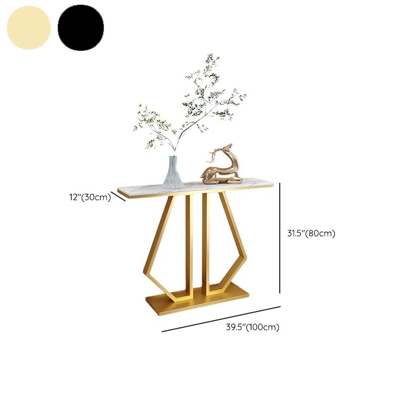 Glam Console Accent Table 11.81" W Sofa Console Table in Marble