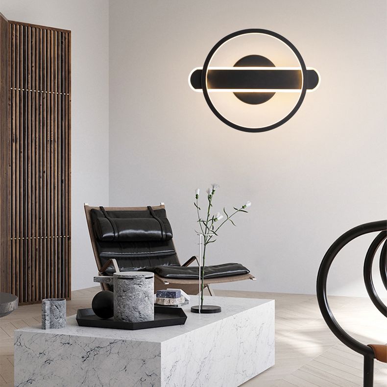 1 lumière du cercle de cercle Light Light Metal Mur de style moderne pour le chevet de l'hôtel