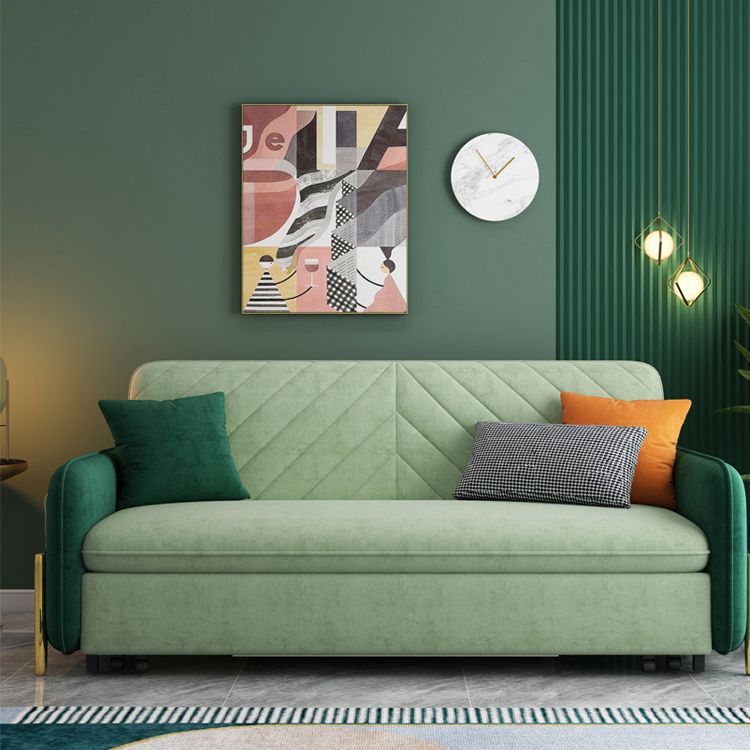 Velvet Contemporary Tight Back Square Arm Bed Sofa Couch in Green