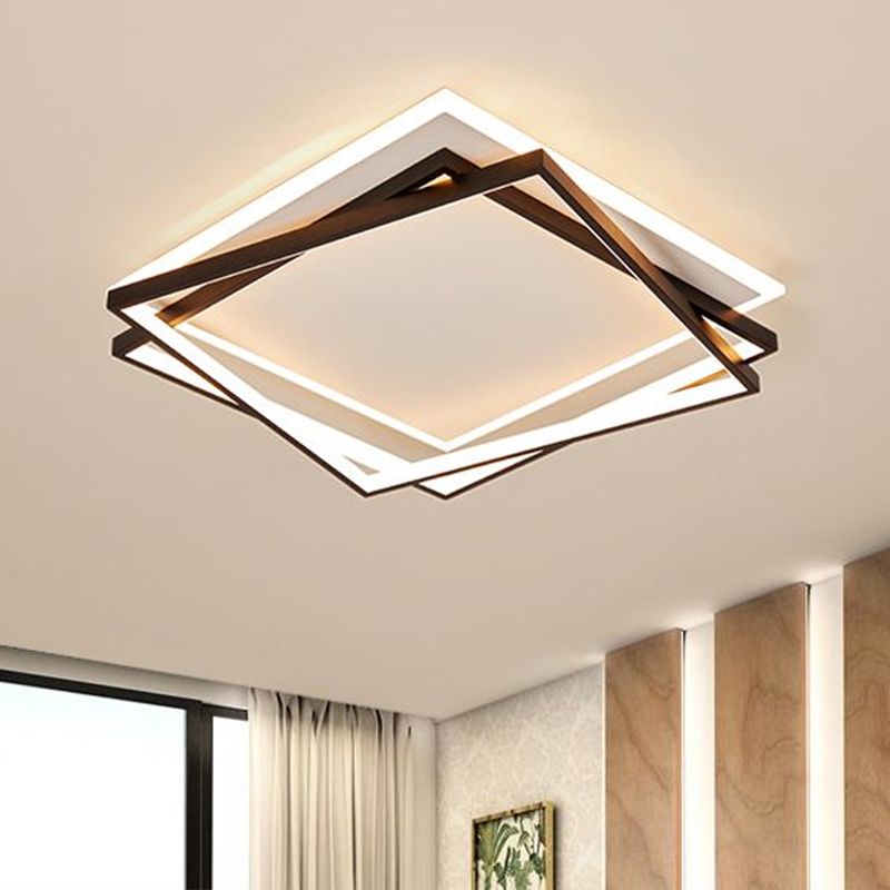 Carré empilé LED acrylique Flush Mount Light Minimalism Black Ceiling Fixture for Bedroom