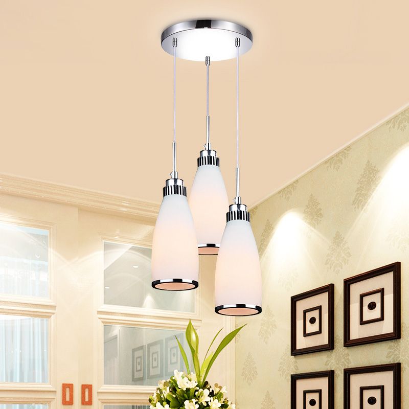 Modern Conical Pendant Ceiling Light Glass Dinning Room Ceiling Pendant Lamp in Silver