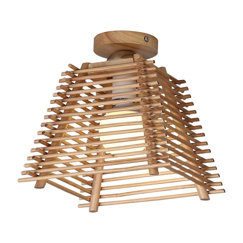 Japanse trapezium semi-gemonteerde verlichting bamboe bar 1-lamps gang plafondlamp in hout