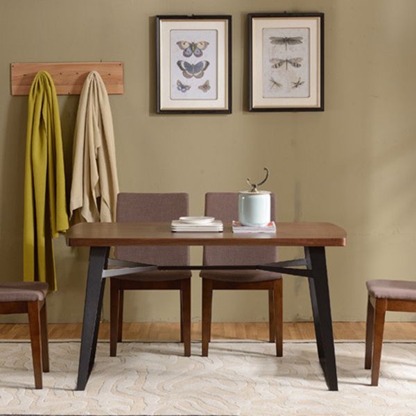 Solid Wood Top Dining Table Traditional Luxury Rectangle Table with Sled Base