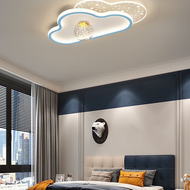 Plafonnier LED en métal de style contemporain, luminaire de plafond en forme de nuage, pour chambre à coucher