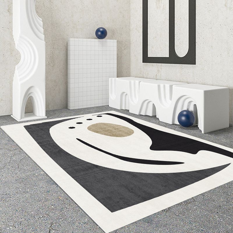 Modern Drawing Room Area Rug Color Block Polyester Area Carpet Non-Slip Backing Area Rug