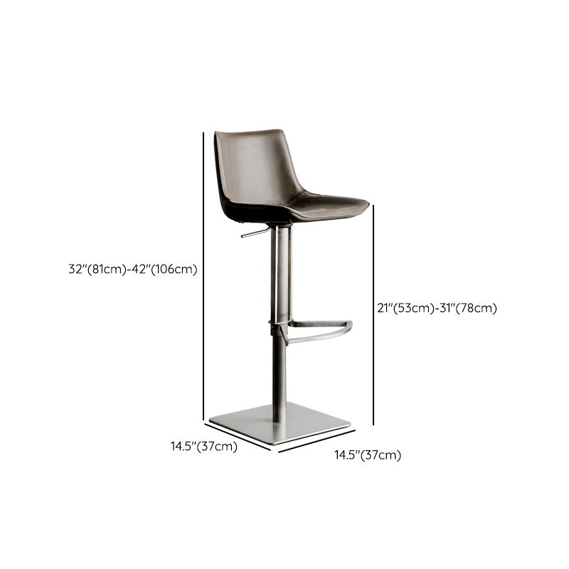 Faux Leather Counter Stool Modern Style Low Back Bar Stool with Footrest