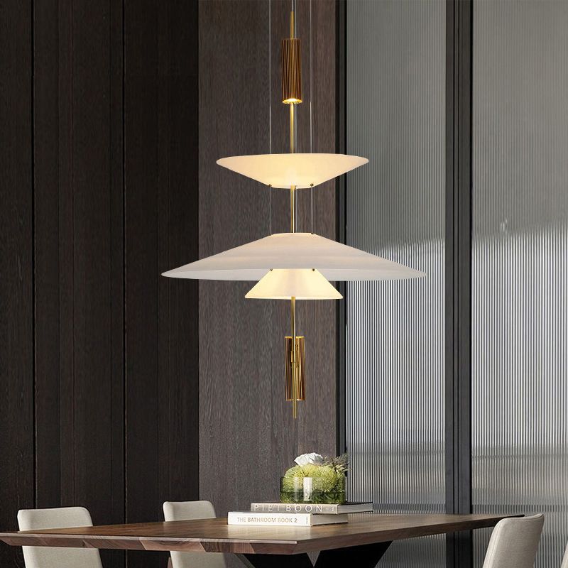 Postmodern Layered Hanging Lamp Fixture Metallic Dining Room Suspension Pendant Light