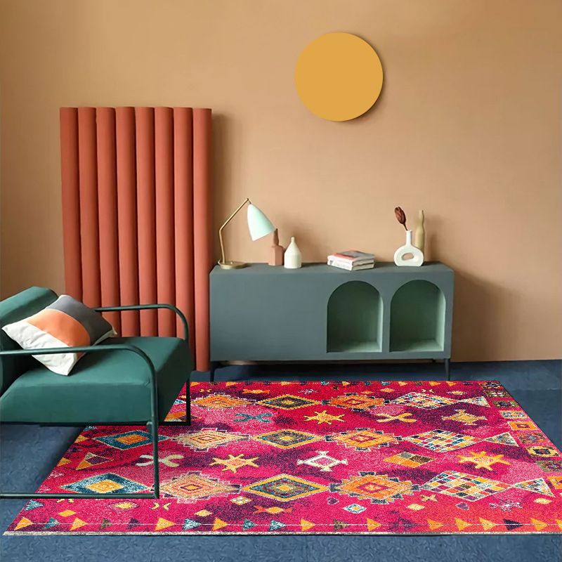 Orange Modern Rug Polyester Graphic Indoor Rug Non-Slip Backing Rug for Home Decor