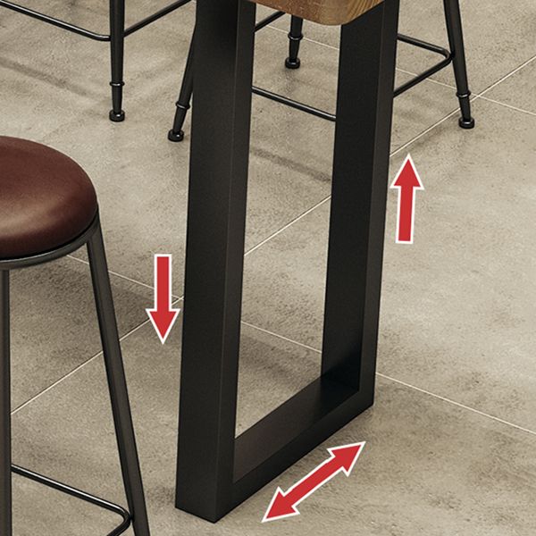 Rectangle Pine Wood Pub Table with Metal Frame for Living Room