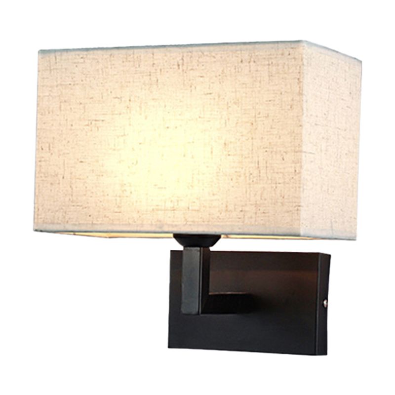Rectangular Wall Lighting Minimalist Fabric 1 Head Beige/Flaxen Wall Mounted Light for Bedroom