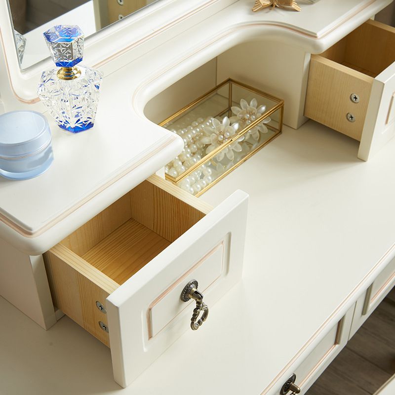 Solid Wood Makeup Vanity Set Victorian 4 Drawers Dressing Table