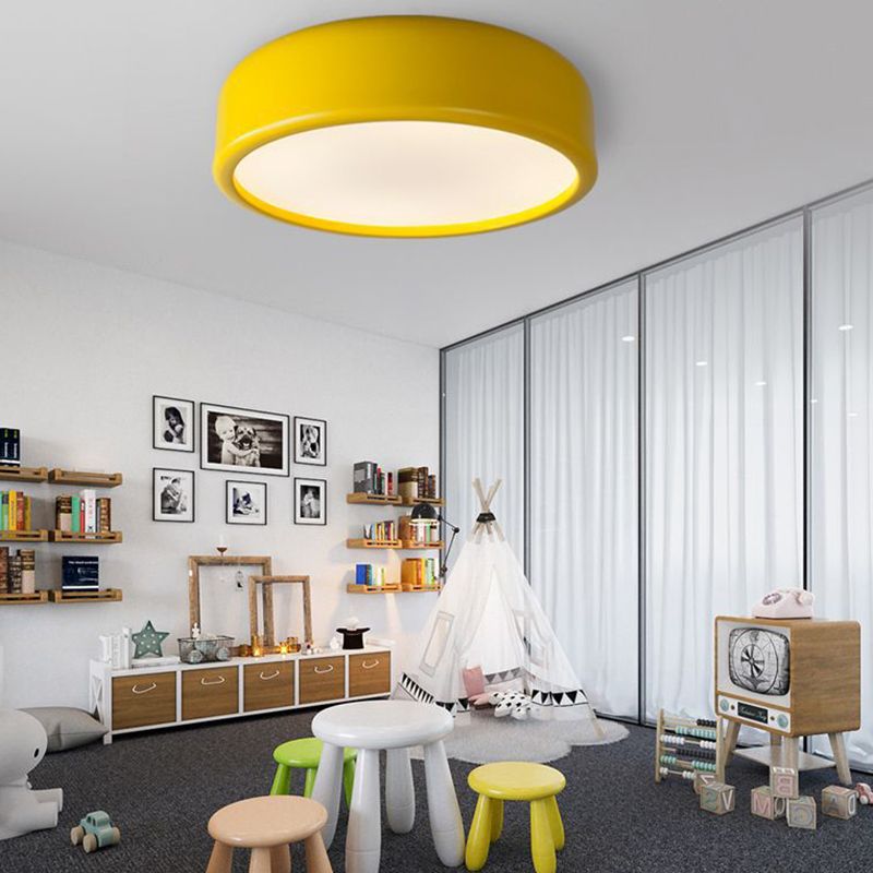 Plafonnier en forme de macaron circulaire en acrylique, plafonnier en fer forgé de Style concis et moderne pour chambre à coucher