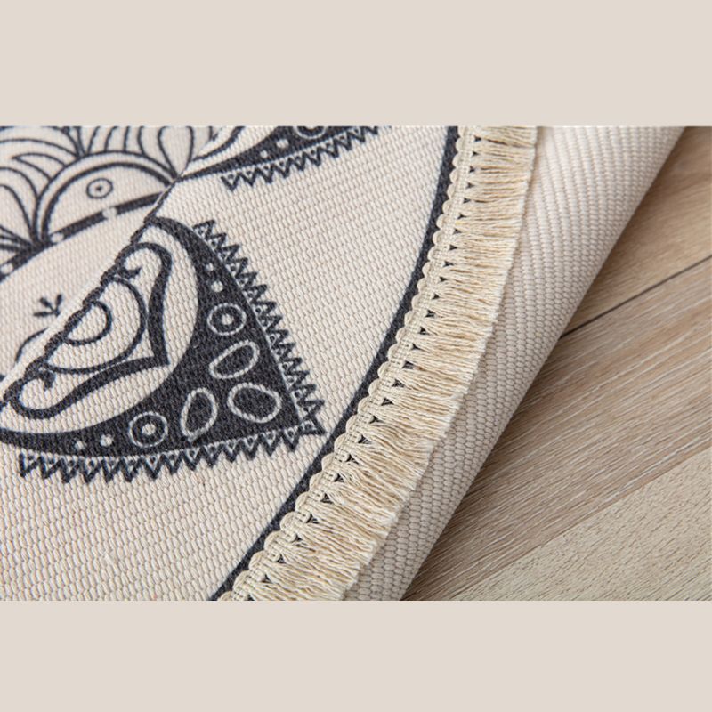 Bohemian Area Rug Americana Pattern Modern Carpet Fringe Design Cotton Blend Rug for Living Room