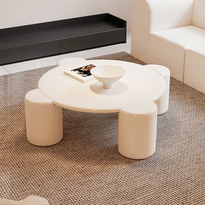 Modern Free-Form Coffee Table White Single Coffee Table with 4 Legs