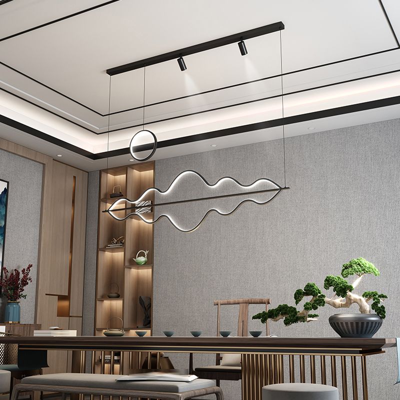 Contemporary Style Linear Island Lighting Metal 5 Light Island Lighting Ideas in Black