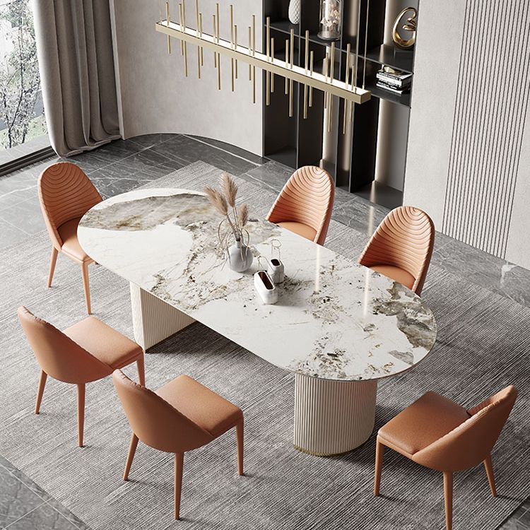 Muebles de lujo tradicionales Oval Pedestal doble mesa de comedor para el hogar