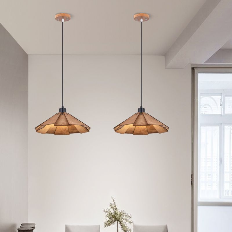 Pot Cover Shade Hanging Lighting Modern Style Wood 1 Light Sanging Lamping